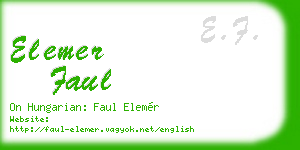 elemer faul business card